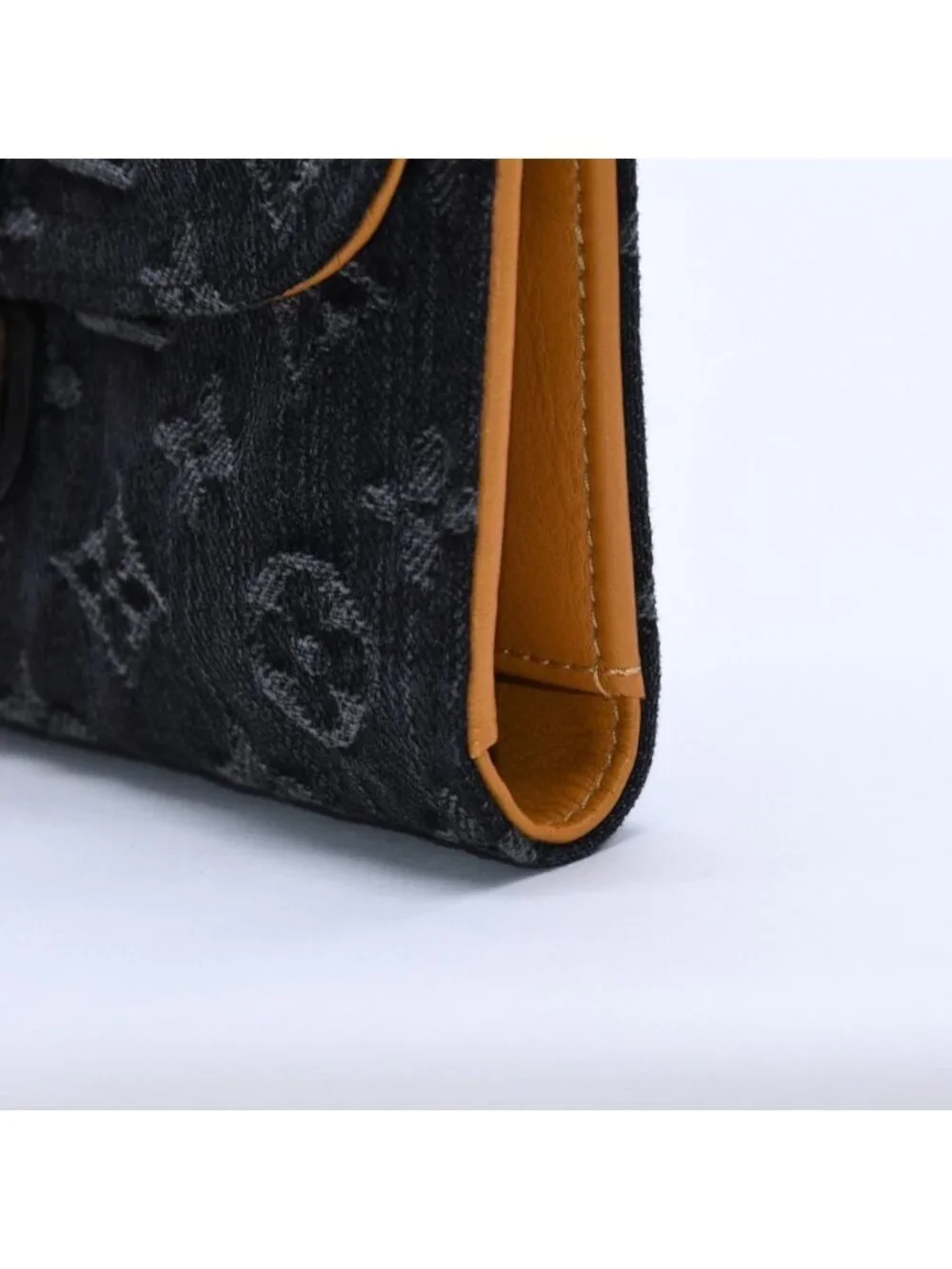 Louis Vuitton Monogram Denim Portefeuille Amelia Trifold Wallet Black Yellow